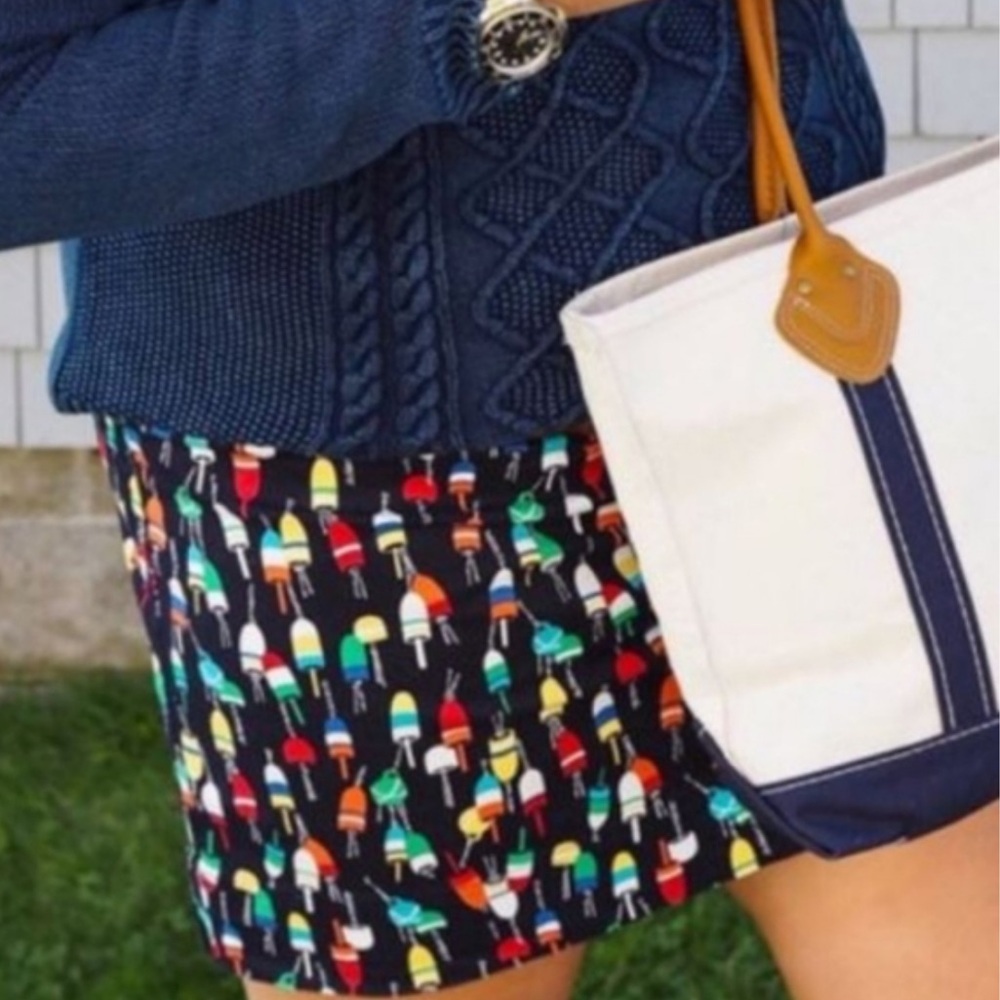 Talbots | Women’s Navy/Multicolor Buoy Pattern Zip Bank Mini Pencil Skirt Size 8 - Picture 2 of 14